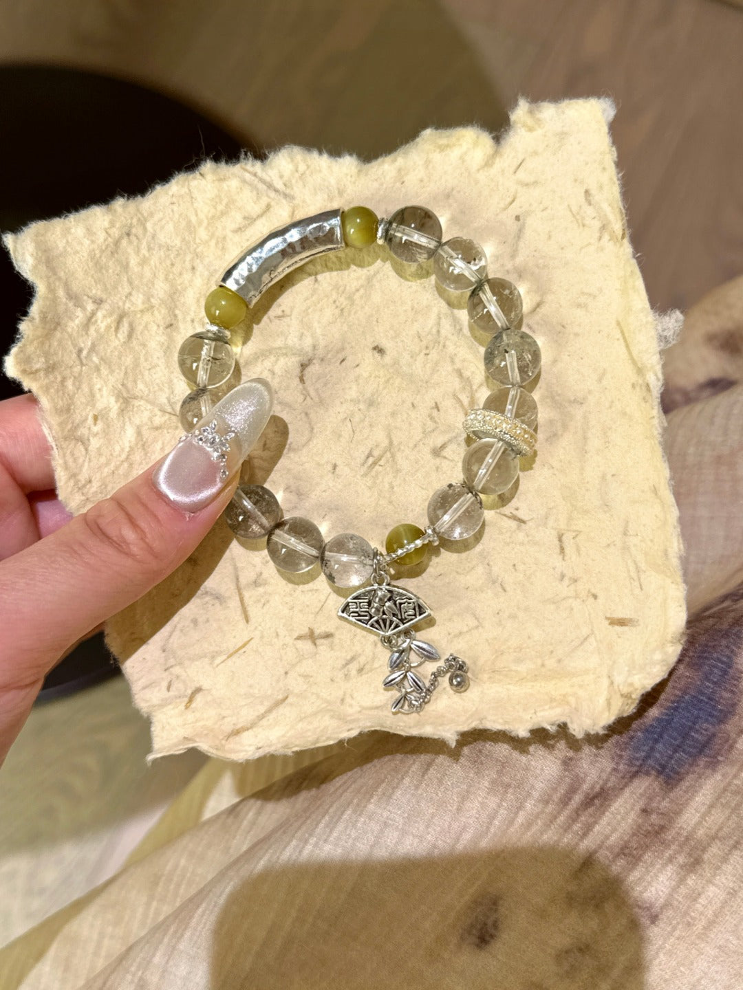 ▫️▪️ Green Ghost Golden Tiger's Eye Bracelet
